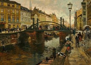 Die Jungfernbrucke, Berlin by Julius Jacob the Younger