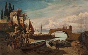 Hafenszene In Suditalien by Julius Jacob the Younger