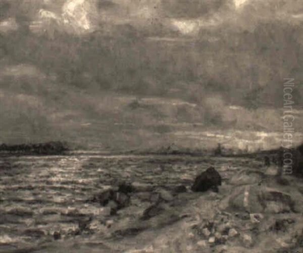 Uferlandschaft Unter Schweren Abendwolken - view 1