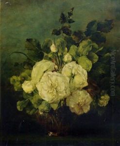 White Roses In A Glass Vase