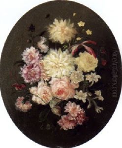 Stilleben Mit Rosen, Dahlien Und Lilien by Moise Jacobber