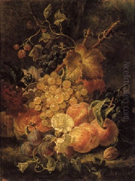 A Still Life With Grapes, Prunes And Peaches - view 1