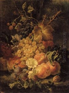 A Still Life With Grapes, Prunes And Peaches by Moise Jacobber
