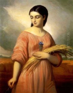 Fiatal Leany Buzaviraggal (young Girl With Wheat-ear) by Karoly Jacobey