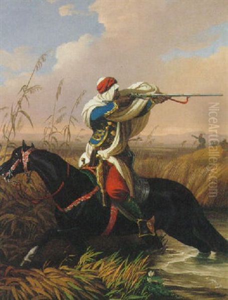 An Arab Horseman Fleeing From Attack - view 1