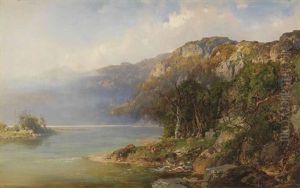Boaters On A Mountain Lake by Otto Reinhard Jacobi