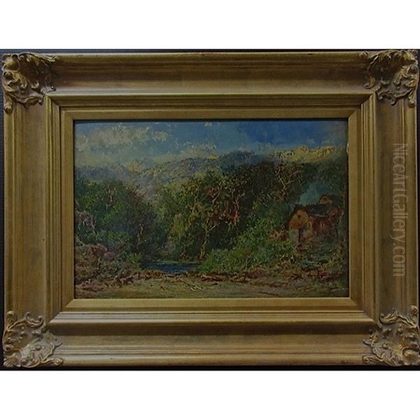 Cottage And Pond In A Valley - view 1