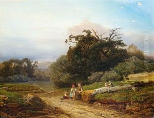 Landschaft Mit Einer Bauernfamilie Bei Der Rast Landschaft Mit Einer Bauernfamilie Bei Der Rast