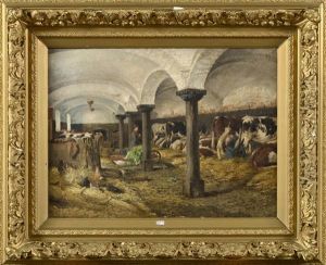 L"heure De La Traite Dans L"etable by Adolphe Jacobs