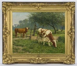 Cows In A Pasture by Adolphe Jacobs