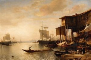 A Busy Market Scene At Istanbul Harbour