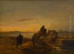 Caravane Arrivant Au Puits (orientaliste)