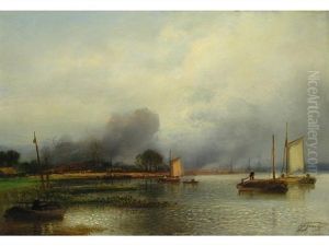 Segelboote Am Flussufer