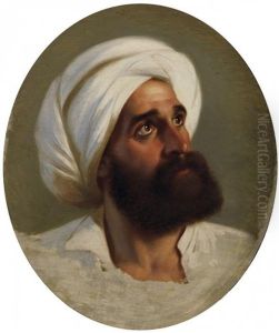 Portrat Eines Bartigen Herrn Mit Weisem Turban by Paul Emil Jacobs
