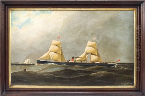 A Steam-sail Vessel With A Pilot Boat Approaching - view 1