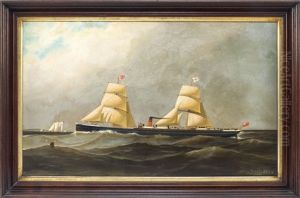 A Steam-sail Vessel With A Pilot Boat Approaching