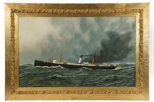 Marine Portrait Of Two-masted Steam Sail Ship "el Rio"