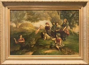 Landscape Scene With Children Playing by David Jacobsen