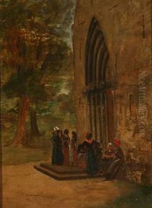 People In Front Of A Church, Presumably On The Friesian Island Of Fohr
