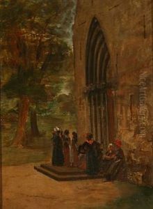 People In Front Of A Church (friesian Island Of Fohr?)