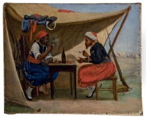 Rauchende Orientalen Vor Zeltlager