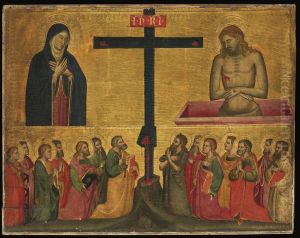 The Cross Flanked By The Virgin And Christ In The Tomb by Bartolomeo Di Fruosino
