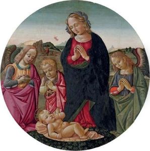 The Virgin With The Infant Saint John The Baptist And Angels Adoring The Christ Child by Bartolomeo Di Giovanni