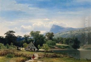 A House In A Norwegian Landscape by Sophus Jacobsen
