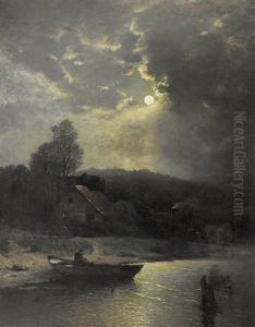 Uferlandschaft Im Mondschein by Sophus Jacobsen