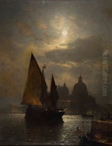 Venedig Bei Mondschein by Sophus Jacobsen