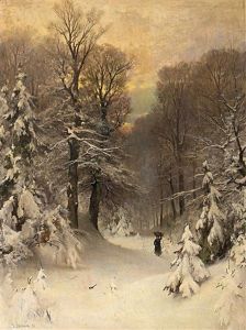 Reisigsammlerin Im Winterwald