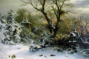 Birds Feeding On A Winter's Day