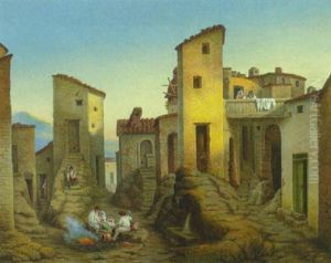 Civitella. Bauernfamilie Bei Einem Feuer Und Einer Brunnenanlage In Der Altstadt Civitella. Bauernfamilie Bei Einem Feuer Und Einer Brunnenanlage In Der Altstadt