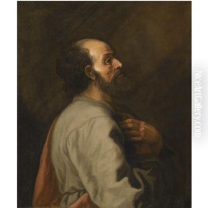 A Bearded Figure, Standing In Profile, At Prayer by Lambert Jacobsz