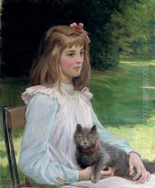 Young Girl With A Cat - view 1