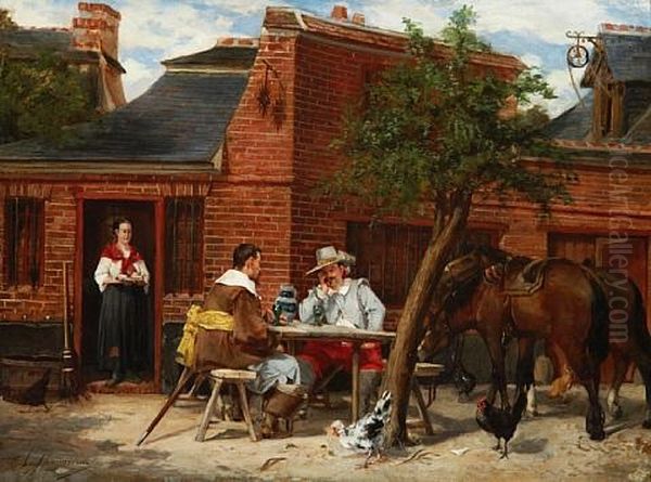 Cavaliers Seated Outside A Tavern - view 1