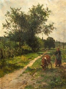 Campesina Con Vaca by Marie Ferdinand Jacomin