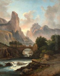 Paysage De Montagnes Avec Une Riviere by Marie Ferdinand Jacomin