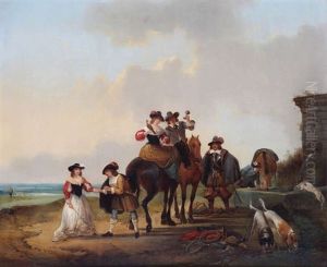 Compagnie De Chevaliers Pres De La Source A La Cote by Joseph Jacops