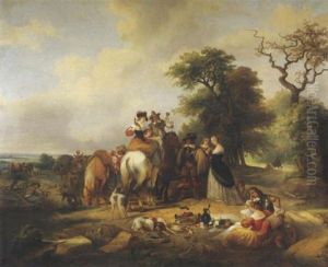 Jagdgesellschaft Bei Der Gast by Joseph Jacops