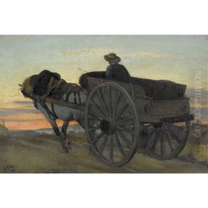 Abendstimmung Mit Fuhrwerk by Jules Jacques Jacot-Guillarmod