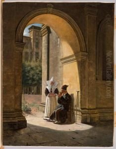 Interieur Du Cloitre Du Palais St Pierre A Lyon by Claudius Jacquand