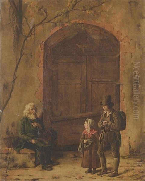 Deux Enfants Passant Devant Un Vieillard - view 1