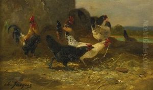 Hens And Cocks by Charles Emile Jacque
