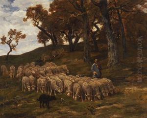 Berger Et Son Troupeau De Moutons by Charles Emile Jacque
