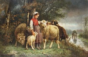 The Little Shepherdess by Charles Emile Jacque