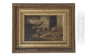 Les Moutons Dans La Bergerie by Charles Emile Jacque