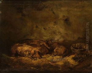 Cochons Dans La Porcherie by Charles Emile Jacque