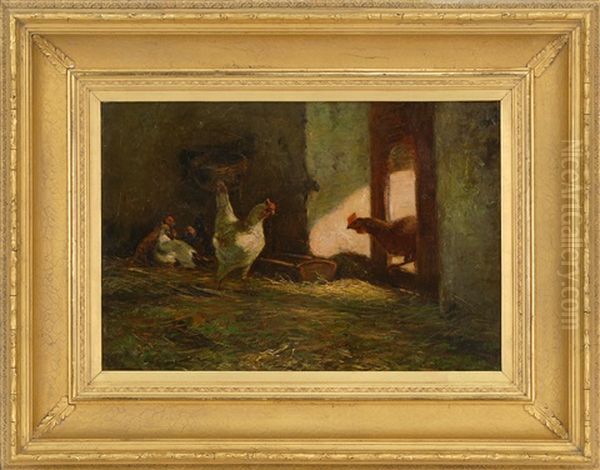 Barnyard Scene With Chickens - view 1