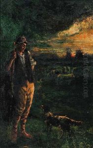 Untitled - Shepherd And His Dog by Charles Emile Jacque